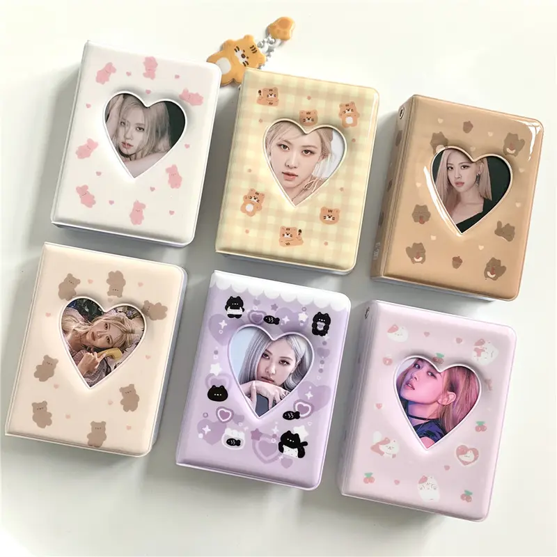 Album Ảnh Mini, 36 Bìa Góc, Kích Thước Nhỏ, Thiết Kế Trái Tim Và Rỗng, Chất Liệu PVC, Màu Tím, Đựng Thẻ Ảnh Kpop, Đóng Gáy Thẻ Ảnh Decor Da Decor Da 0