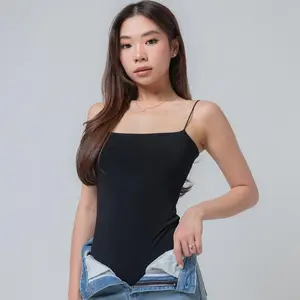 Bodysuit Wanita Spaghetti Strap Bahan Jersey Stretch Nyaman