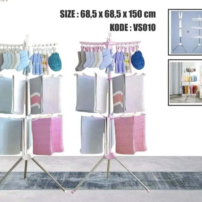 Jemuran Menara Pakaian Bayi 3 Tingkat Plastik 1