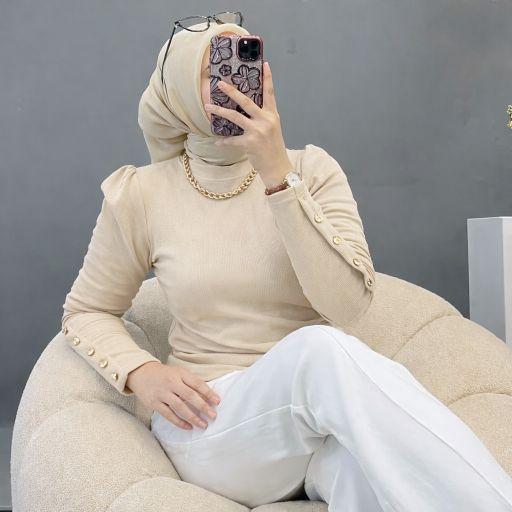 Inara Blouse Knit Premium Baju Atasan Wanita Bahan Snowrib Adem Nyaman Lengan Kancing Puffy Model Terbaru ribbed