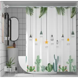 Tirai Kamar Mandi Anti Air Bahan PEVA Lengkap Dengan Pengait Tirai Shower Kamar Mandi 180x180
