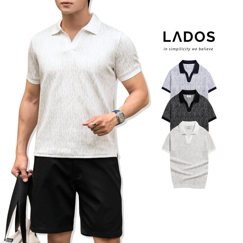 Áo polo nam cổ V dệt kim cương cao cấp thời trang LADOS - 9236 - không cúc vải khô thoáng thám hút mồ hôi form đẹp sáng trọng thanh lịch