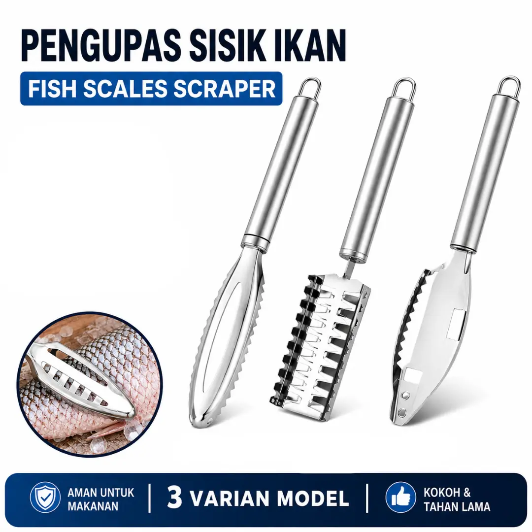 Pisau Ikan Multifungsi Pembersih Sisik Fish Scaler Double Blade Kitchenware Stainless Steel