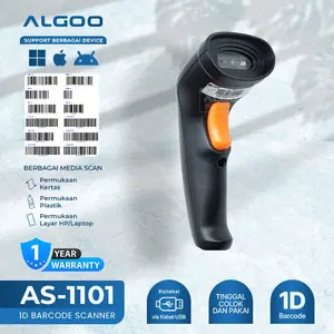ALGOO AS-1101 Barcode Scanner Handheld 1D USB Konektor Plug & Play