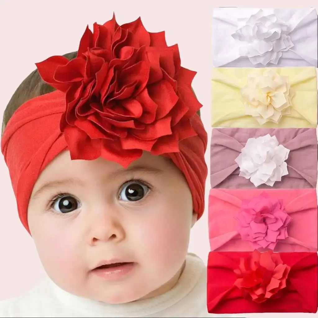 <3 Pce set> Nylon Soft Elastic Headband For Baby Girl Cute Flower Hair Band Children's Hair Accessories