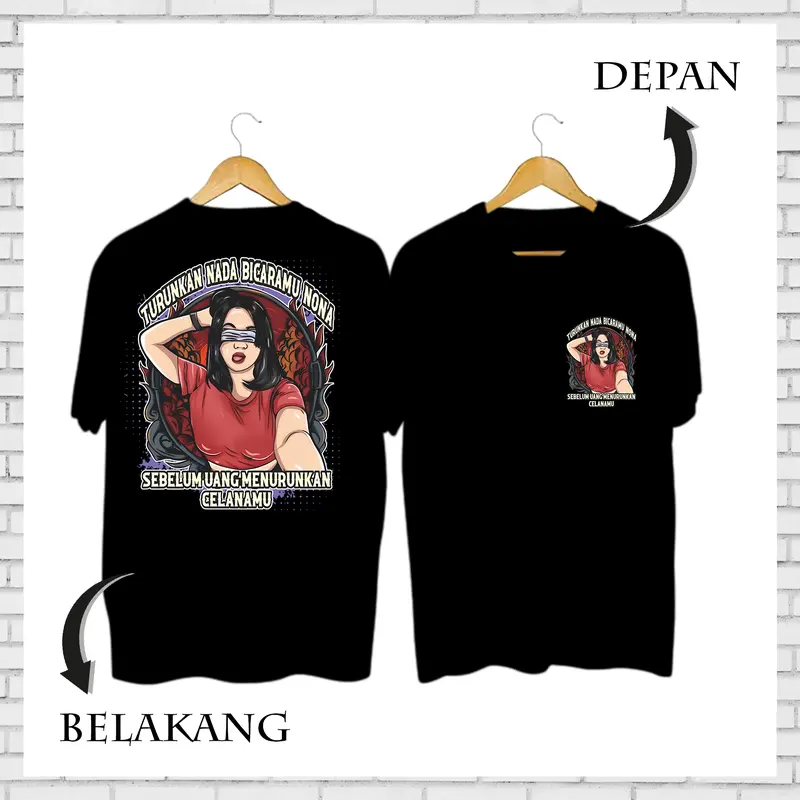 Kaos Dewasa Turunkan Nada Bicaramu Nona Kata-kata Lengan Pendek Keren dan Kekinian MT-02 Baju Distro Combed Pria Pasangan Panjang Oblong Nyaman Lembut Katun Wanita Tangan Atasan Hitam Celana Kerja Polos Couple Setelan 0