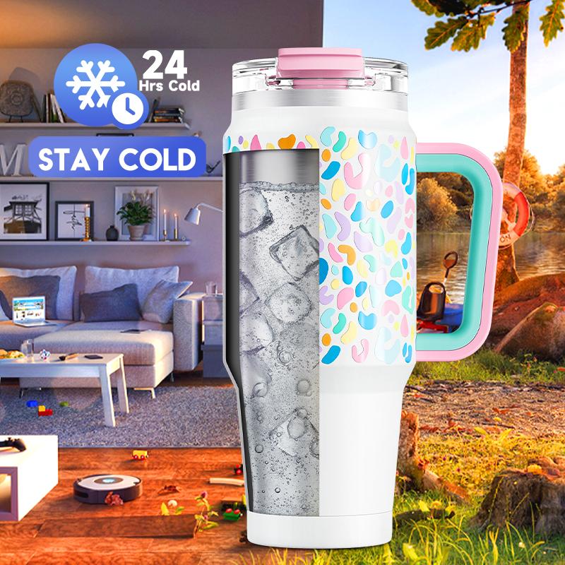 Meoky 32 oz（940mL) Tumbler with Handle, Insulated Tumbler with Lid and Straw, Stainless Steel Travel Mug, Keeps Cold for 24 Hours, 100% Leak Proof, Fits in Car Cup Holder 2