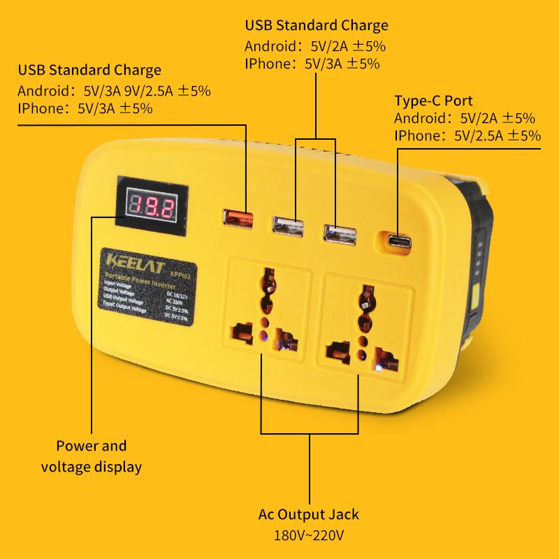KEELAT Inverter LXT DC18V/21V ke AC220V 20V Makita soket konverter 150W daya multifungsi Pengisi daya DIY KPPI02 KEELAT Inverter LXT DC18V/21V ke AC220V 20V Makita soket konverter 150W daya multifungsi Pengisi daya DIY KPPI02
