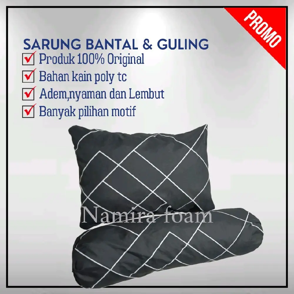 Sarung Bantal dan Guling Ukuran standar ada resleting Kain Katun