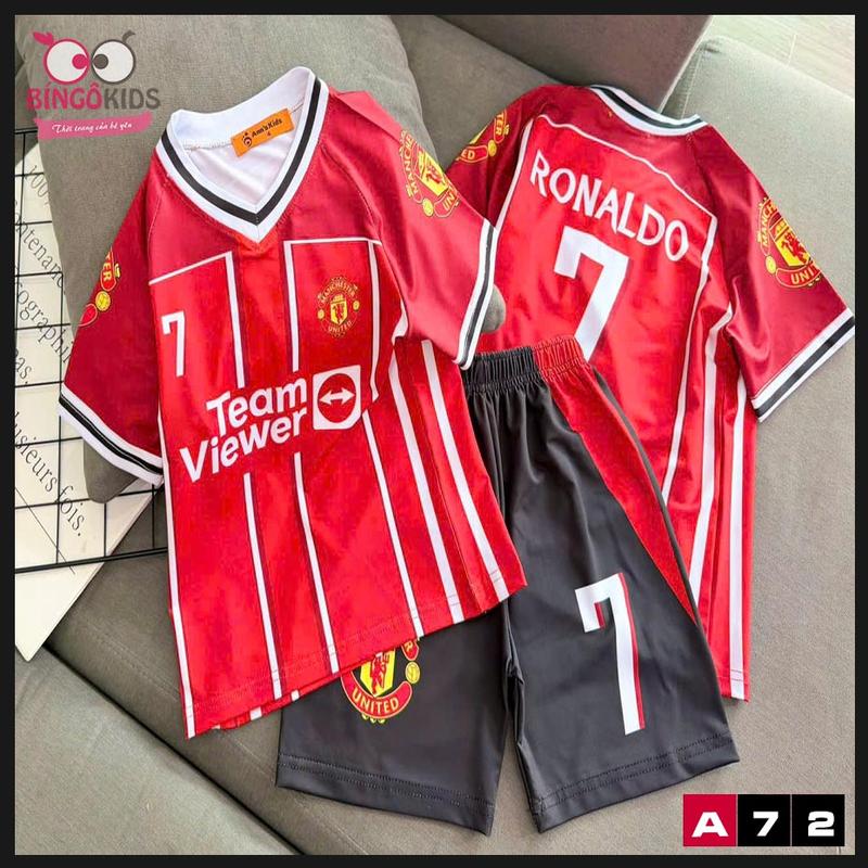  Đồ bộ mặc nhà bé trai chất thun lạnh Ann's Kids quần đùi áo ngắn tay họa tiết thể thao bóng đá cực ngầu 