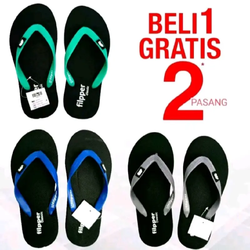 beli 1 geratis 2 sandal sandal jepit jelly peria terlaris 2025 Karet Sendal Pria 7