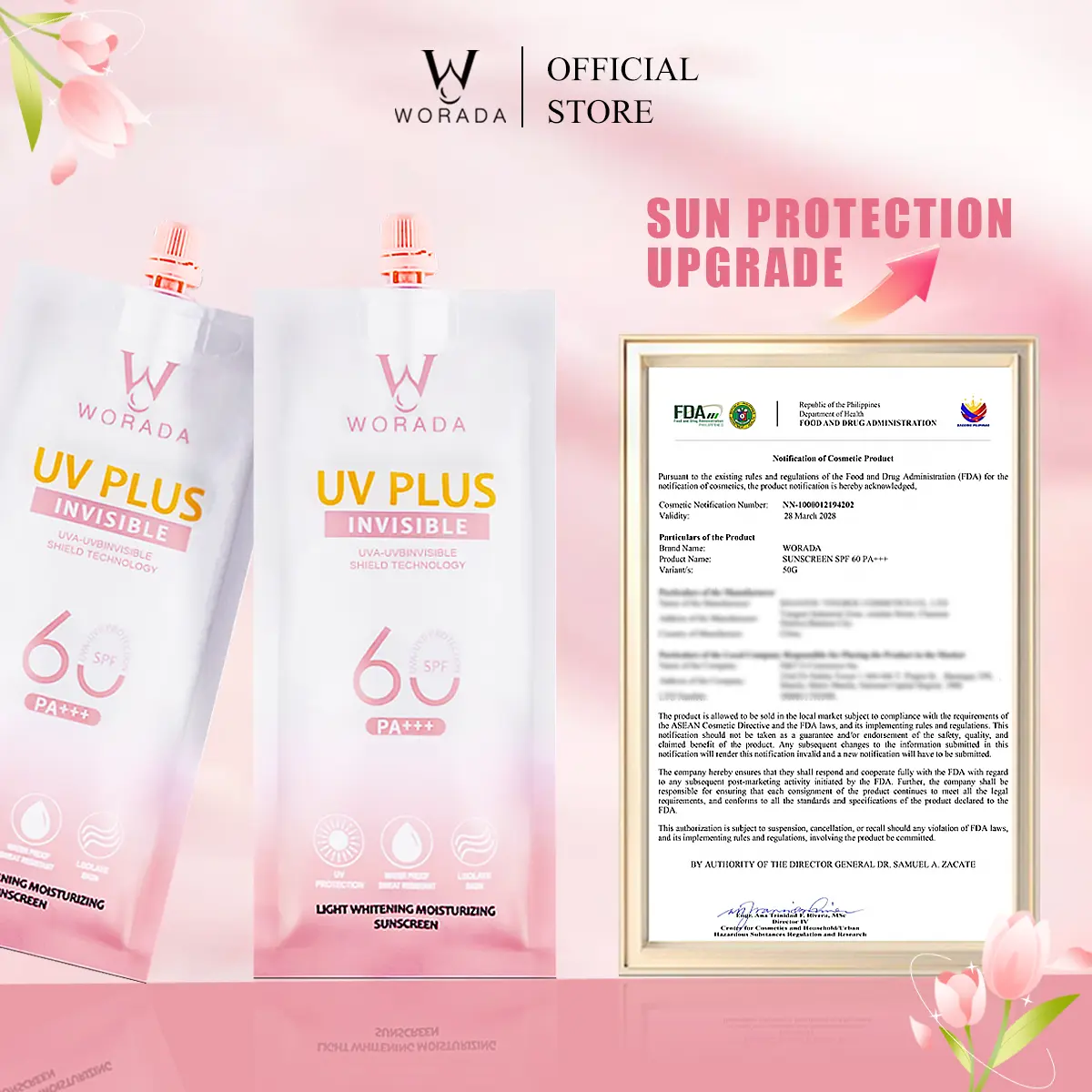 [FDA APPROVED] BUY 1 TAKE 1 WORADA SPF60 Sunscreen New Upgraded Version 50g Face Body Long Lasting Whitening Cream Facial Hydrating Skincare Brightening Makeup Uv Skin Repair Comfort Hydrate Moisture Moisturize Moisturizer