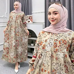 Gamis Rayon Lengan Balon Daster Rayon Malika Lengan Panjang Ld 120 Busui