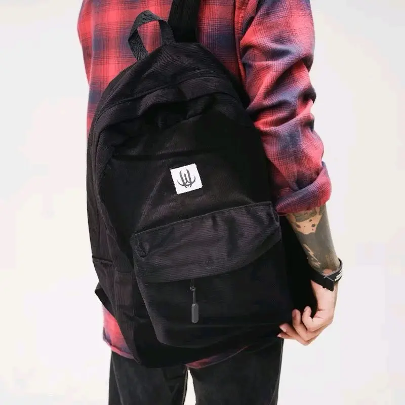 WHEN EVIL - Tas Ransel Daily Backpack Corduroy Pria & Wanita