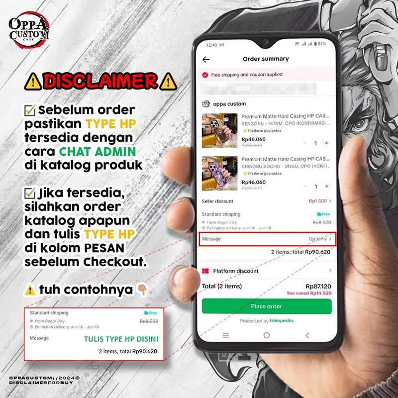 Casing Keras Matte Premium HP Anime Demon Slayer - GIYU SANEMI NEZUKO TANJIRO GYOMEI ZENITSU AMAZ0N - Hardcase, Softcase 1
