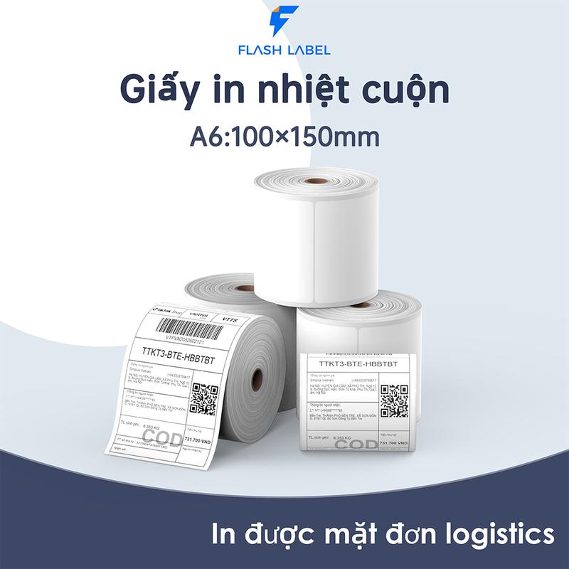[CUỘN 500 tờ khổ 100*150mm ] giấy in nhiệt 3 lớp chống chuyên dụng Cuộn A6 500 tờ/ cuộn cho máy in nhiệt note  trầm