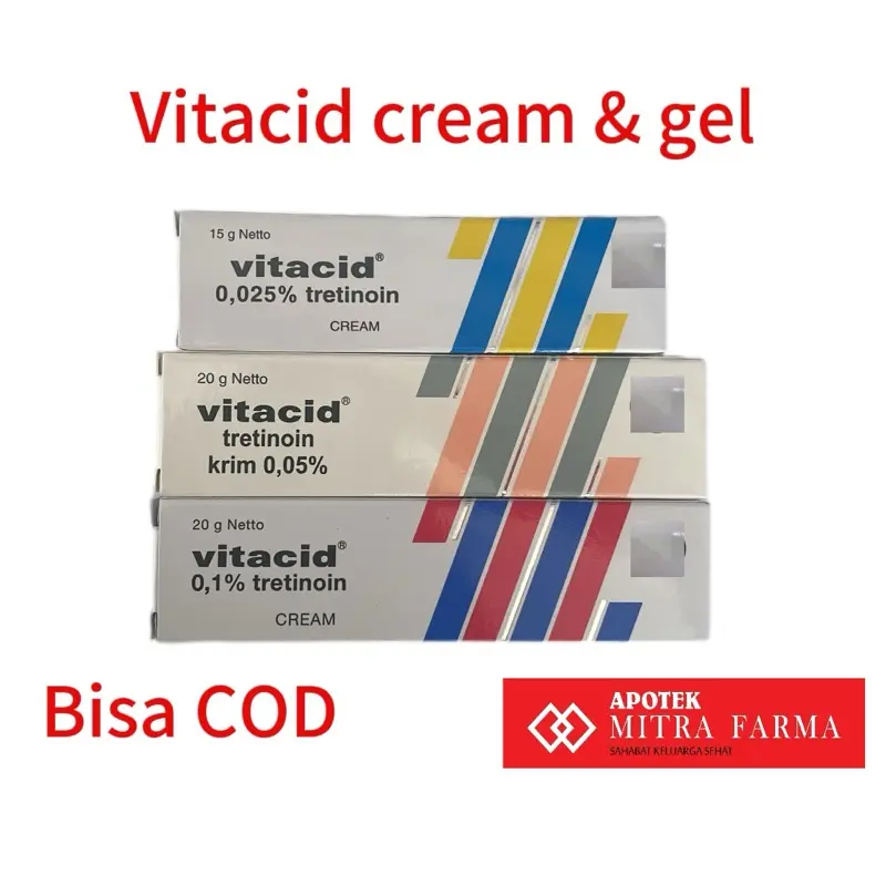 Vitacid cream 0,025% 0,05% 0,1% Vitacid gel mengandung tretinoin