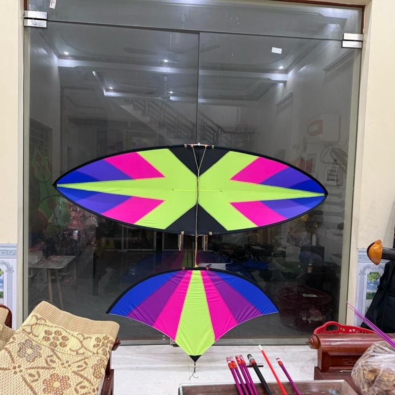  Diều cabon 2m5 khung thẳng xương cá xanh vải riptop may ziczac nan tím vip 