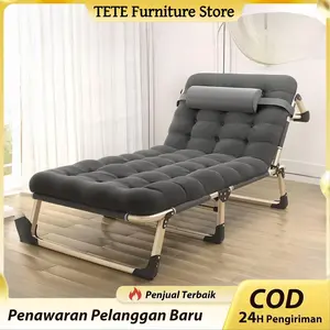 TETE Kursi Santai Lipat Tanpa Perakitan Kasur Lipat Portable Ringan Untuk Tidur Siang Istirahat Dengan Bantal Empuk Nyaman Mudah Dibuka Dilipat Disimpan Praktis Desain Minimalis Modern Bahan Oxford Kuat Tahan Air Tahan Lama Awet Furniture
