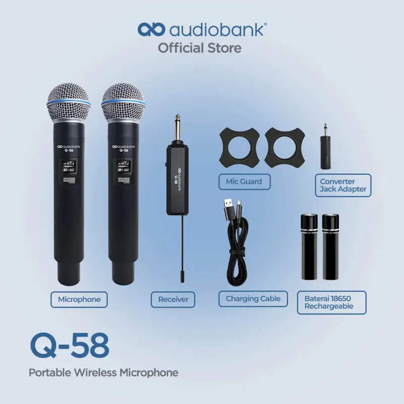Audiobank Microphone Wireless Portable Q58 Rechargeable 2