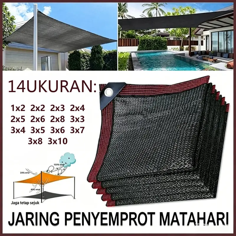 Paranet 95% Tahan UV, Jaring PeneduhKebun, Garden Sunshade Net, PelindungTanaman, Siap COD