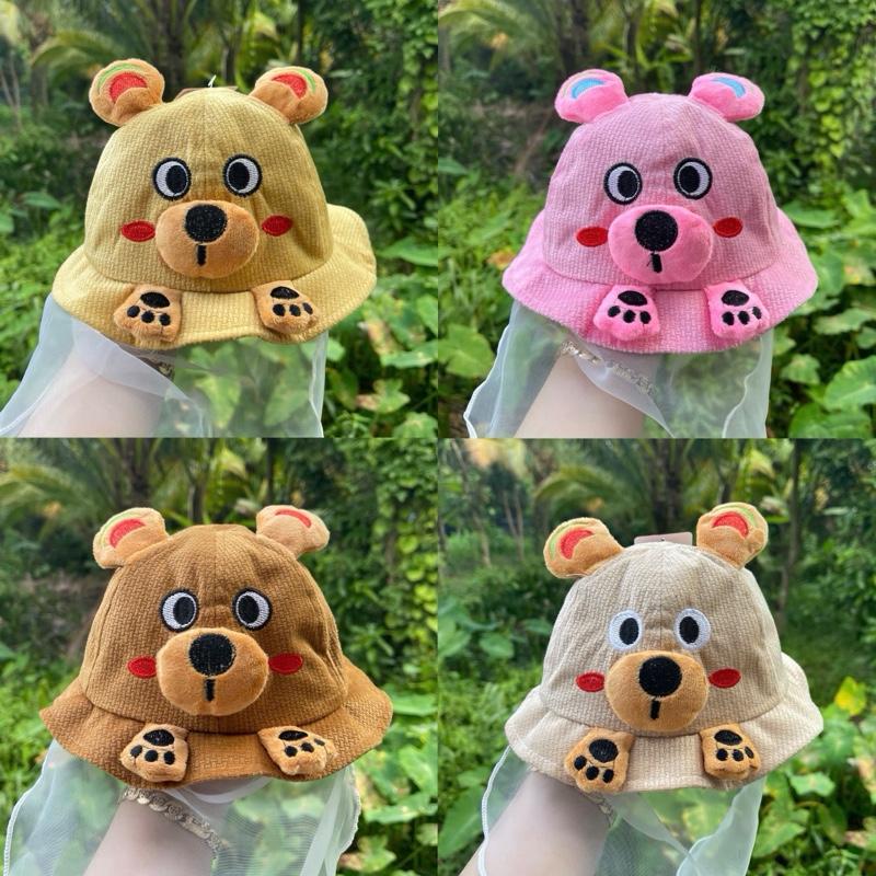  Nón bo lưới gấu   6 tháng đến 20 tháng   mũ dễ thương có quai chóng bụi cho bé 
