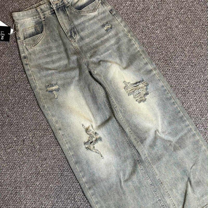 Quần jeans nữ ống suông vải Qc phối rách túi ngang Q1596