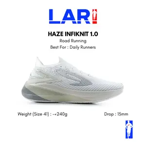 910 Nineten Haze Infiknit 1.0 Putih/Abu Sepatu Lari Fast Run, Daily Running