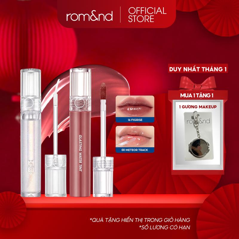   Rom&nd  Combo Son Tint Romand Juicy Lasting Tint + Son Bóng Romand Glasting Water Gloss Cosmetic Son Môi Trang Điểm 