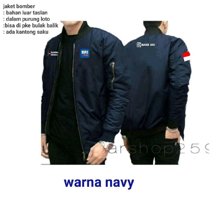 Gambar jaket bomber BUMN BRI mo logo bebas request dari arshop259 Kab. Tangerang Tokopedia