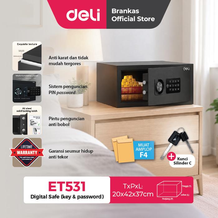 Gambar Deli Brankas Besi Digital / Digital Safe Box / Double Unlocking / Kunci Kata Sandi / Key Password / Anti Maling Anti Bobol 42x37x20 ET531 dari Deli Brankas Official Store Kota Administrasi Jakarta Timur Tokopedia