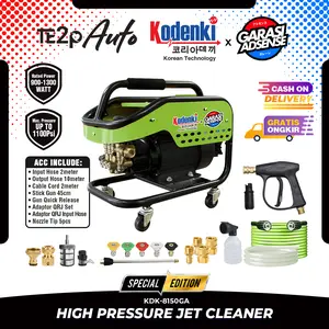 Kodenki KD-8150GA X GarasiAdsense Mesin Jet Cleaner Penyemprot Air Bertekanan Tinggi 75Bar* Pengaturan Bar Selang Hose 10 Meter Quick Release Adaptor Set Nozzle Tip High Pressure Washer Cuci Mobil Motor Car AC Kendaraan Bermotor Varian Upgrade Te2p Auto