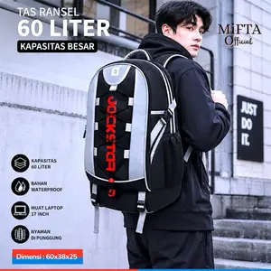 JACK STAR - PROMO Tas Ransel Pria Jumbo 60L Tahan Lama | mountain backpack | Polyester Nylon | Praktis Modern Hitam | Mudik & Camping
