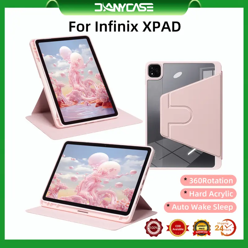 DANYCASE 360° Rotating Case with Pencil Holder for Infinix XPAD 11inch 2024 Acrylic Tablet Casing  with Smart Wake/Sleep Silicone Tablet Cover 0