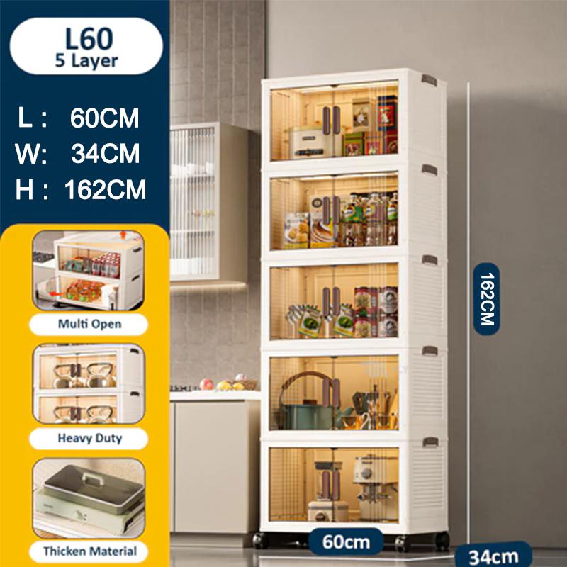 Product Introduction of 【 1-5 Floors 】 Foldable Multi purpose Stackable Storage Cabinet 2-door Storage Box kotak  simpang 17