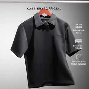 Loco Polo Cartiera Scuba 280 GSM Boxy Polo Shirt Pria / Kaos Kerah Lengan Pendek
