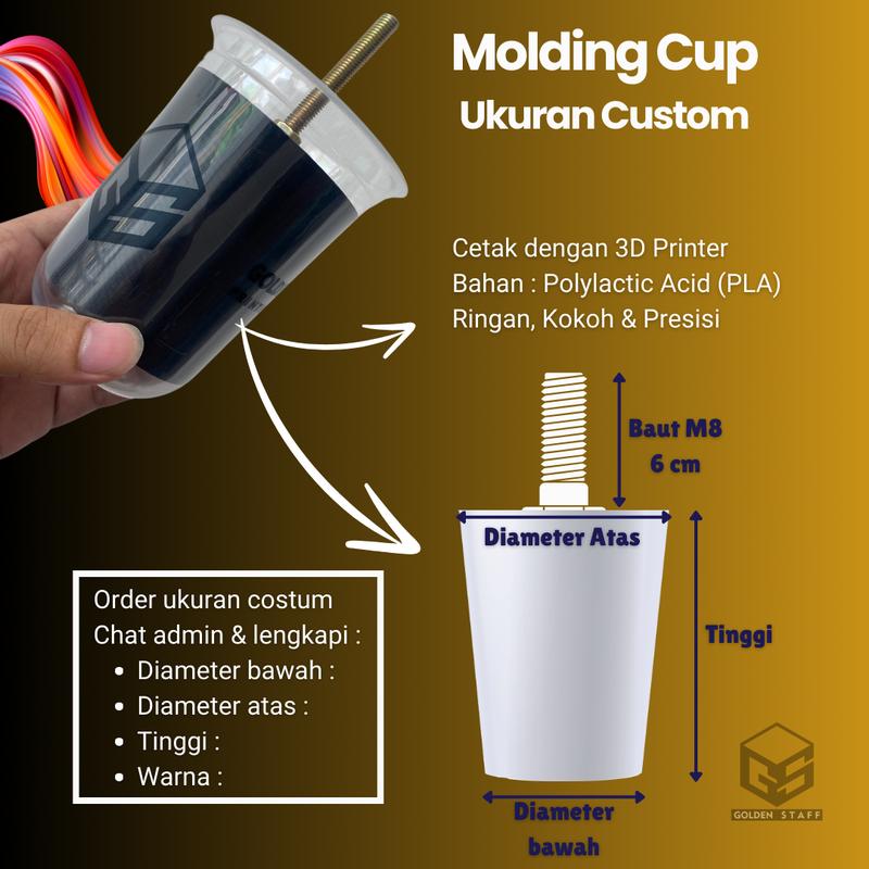 Molding Cup 12 14 16 18 22 oz Murah Untuk Cup Oval | 3D Print | Bahan PLA | Kokoh, Ringan, Presisi 3