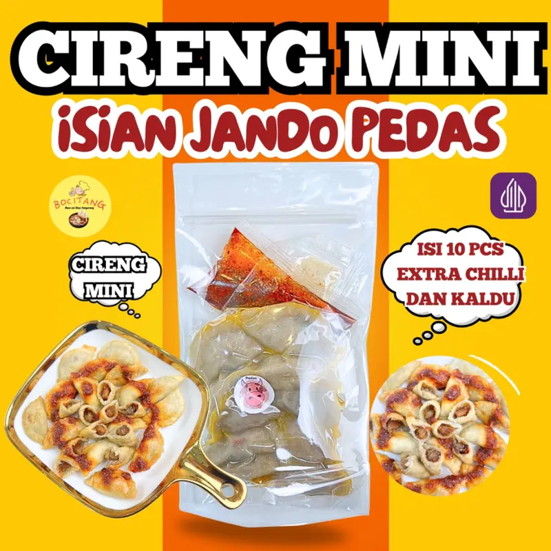CIRENG MINI JANDO ISI 10PCS EXTRA CHILLI OIL BUMBU KALDU Food Frozen Pentol Aci Siomay 1