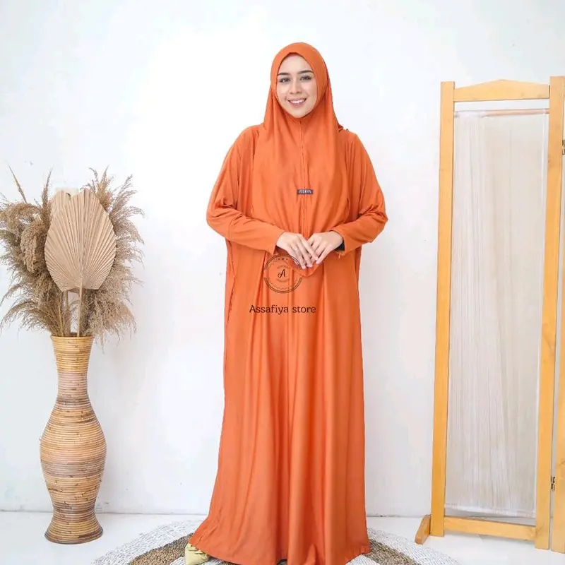 Abaya One Set Kerudung+Ciput Lengan Resleting Terbaru Casual Silver elegan xl 2
