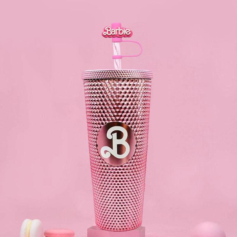 Product Introduction of Penyedut minuman getah lembut kartun Barbie, penutup kalis habuk, penutup jerami kaca boleh guna semula, palam kalis habuk, aksesori hiasan kalis percikan 24