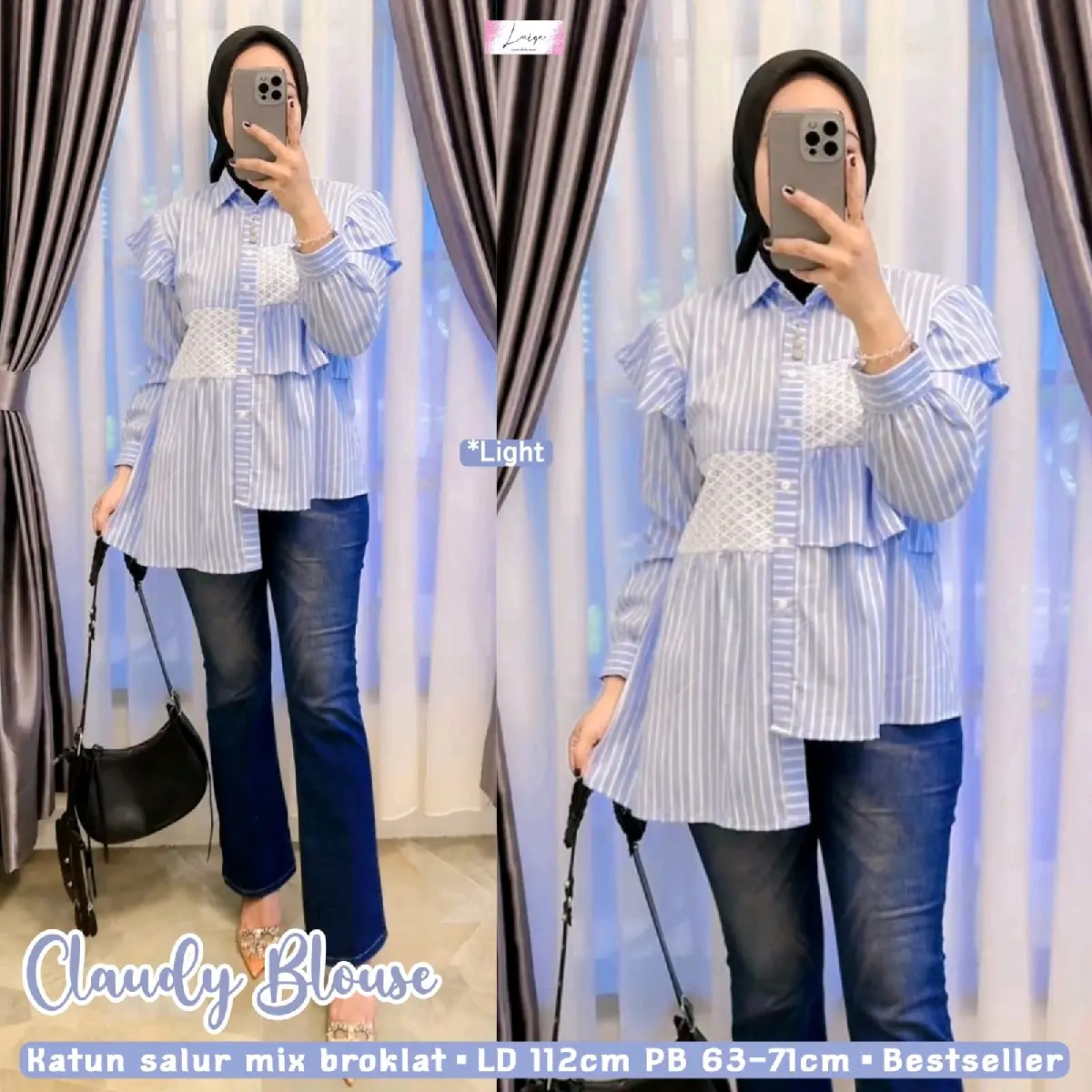 CLAUDY BLOUSE ( katun salur mix brokat)