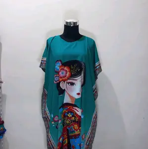 Dress Wanita Model Kimono Anggun dengan Motif Etnik Daster kalong