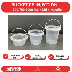 ISI 15 PCS BUCKET THINWALL HANDLE  EMBER KURMA 500ml, 750 ml, 1000 ml BUCKET EMBER DESSERT INJECTION