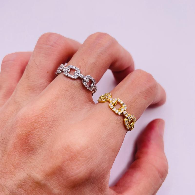 Nhẫn titan không phai không rỉ sét màu vàng và trắng mã 52, Nhẫn titan nữ bền màu, trangsucmoiluatuoi.RIN