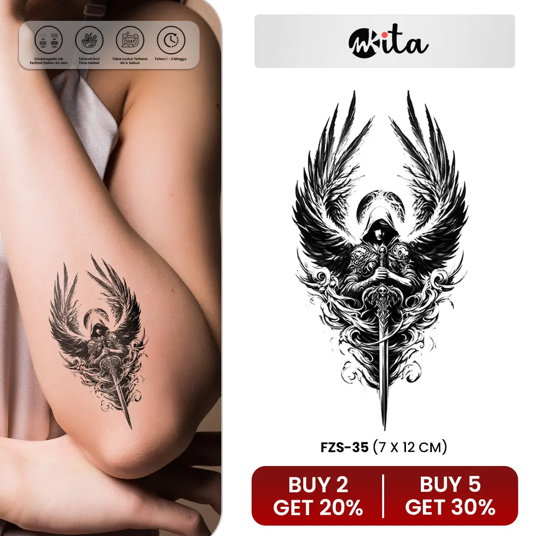 tato temporer premium semi permanen tattoo fruit ink tatto sayap angel  fittotatto Temporary