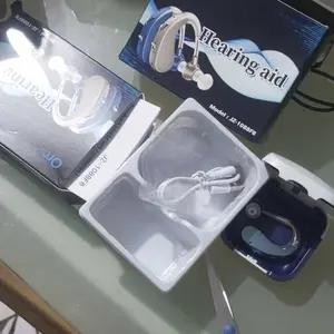 Taff Omicron Alat Bantu Dengar Hearing Aid Baterai Isi Ulang Biru BTE In-Ear Fleksibel Mode Volume Adjustable Baterai Tahan Lama JZ-1088F8