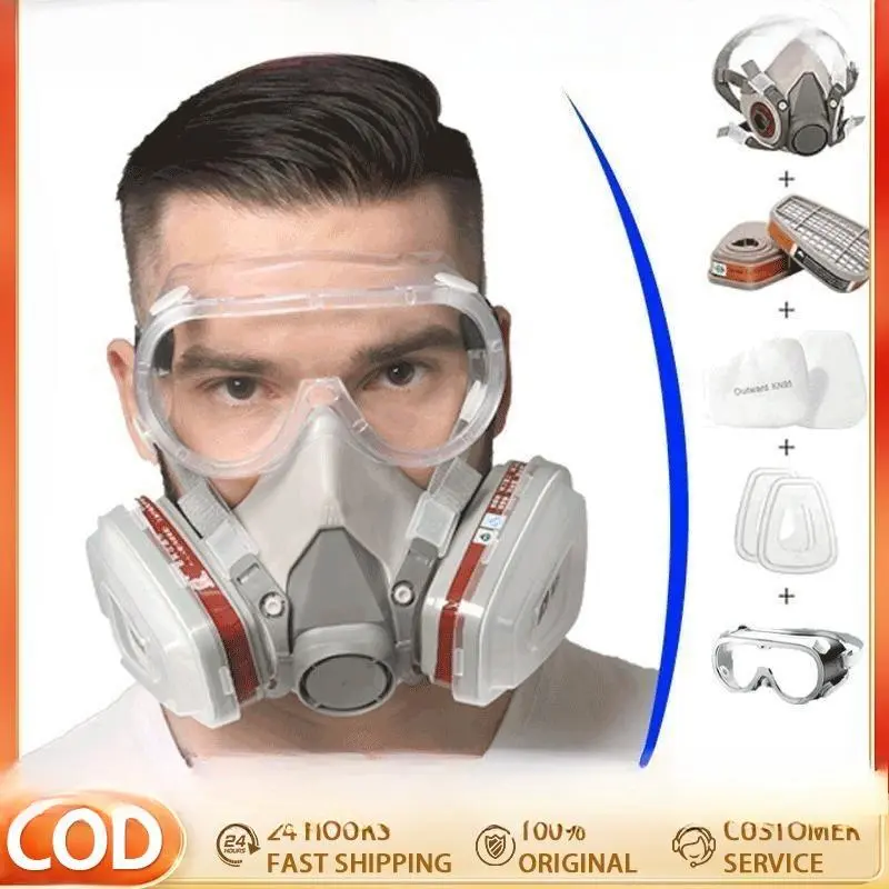 7 In1 Respirator Setengah Masker 6200 – Anti Gas Debu Filter Uap Beracun, Nyaman Digunakan Tahan Lama untuk Pekerja Industri/Pengelasan/Pengisian Cat