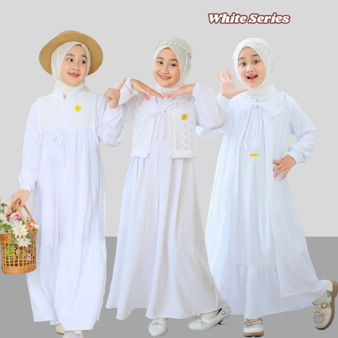Gamis Manasik Gamis Putih Anak 3-14 thn Gamis Anak Perempuan Baju Muslim Anak Putih Gamis Anak Putih Gamis Sekolah Gamis Putih Brukat Gamis Anak Terbaru