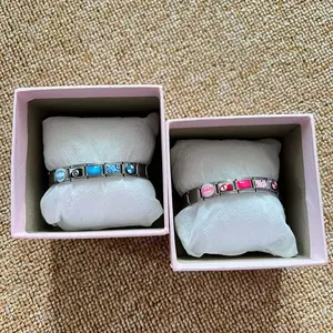 Italian Charm Bracelet Couple Custom Warna Pink & Blue
