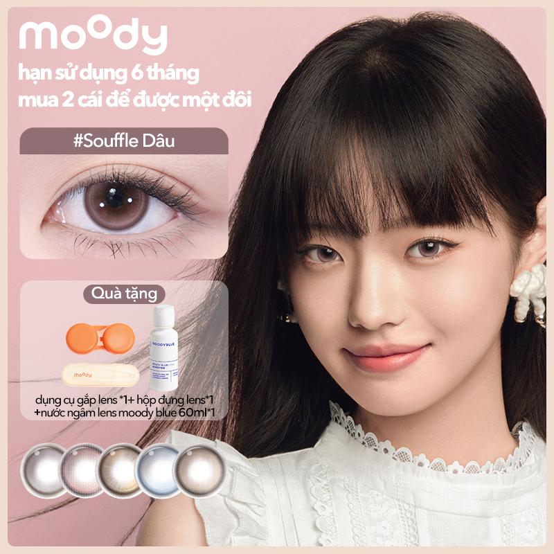Kính áp tròng dùng một lần, Moody, 6 tháng, màu nâu tự nhiên / đen, với phạm vi độ cận thị 0 - 7 và đường kính 14,0 - 14,5mm.